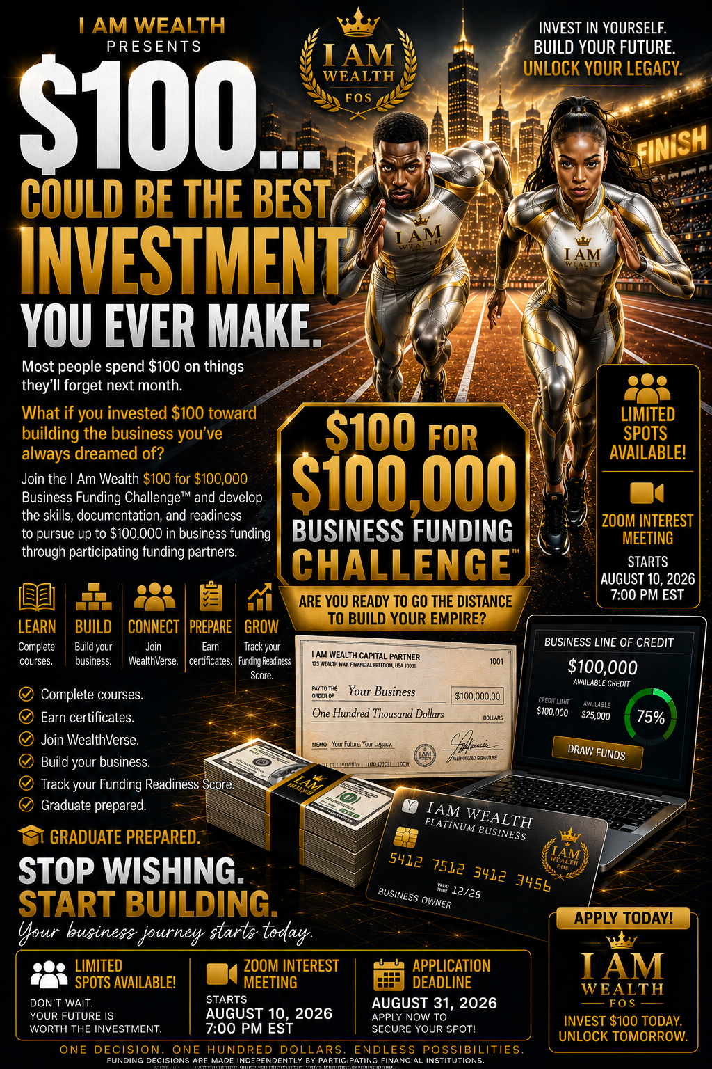 $100 for $100,000 Business Funding Challenge poster